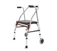 Andador con 4 ruedas para personas mayores, carrito de movilidad de aluminio plegable y ligero con altura de asiento ajustable