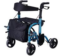 Andador con Andador Andador Andador Andador Altura Ajustable Carrito de Compras Azul Silla de Ruedas Manual Plegable Andador multifunción Antideslizante Wa Anhela