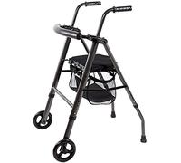 Andador con Andador Andador para Ancianos, Ligero, Plegable, con Ruedas y Asiento, manija Ajustable, Carro de Compras para Ancianos, apoyabrazos Ajustable para Personas Mayores