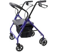 Andador Con Andador, Andador Plegable Con Asiento Acolchado Frenos Bloqueables Asas Ergonómicas Y Bolsa De Transporte Ayuda Ligera Para La Movilidad Altura Ajustable Para Personas Mayores