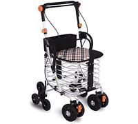 Andador con Andador Carrito de Compras Aleación de Aluminio Carrito portátil Plegable Andador con Andador Ajustable Anciano Comprando Verduras con Asiento con Ruedas