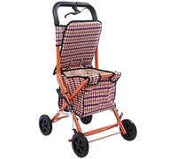 Andador con Andador, Carro de Compras de 4 Ruedas, Ayuda para Caminar con Movilidad Plegable, Asiento Ajustable en Altura, Aluminio