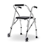 Andador con Andador con Andador con Asiento y Ruedas, Asistente de Paso Plegable y liviano portátil para Personas Mayores, para casa al Aire Libre (Color: Verde) (Negro)