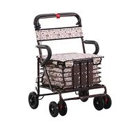 Andador Con Andador Con Asiento Andador Plegable Carro Portátil Liviano Cesta De La Compra Para Caminar Asistida Con Ruedas Andador Con Andador De 4 Ruedas Con Asiento