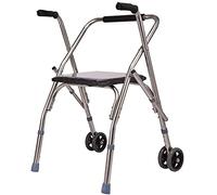 Andador con Andador con Ruedas, Estructura de Acero Inoxidable Ajustable en Altura con Asiento y Ruedas, bastón de 4 Patas y Silla de Transporte