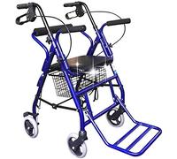 Andador con Andador de Aluminio Multiusos con Asiento Ayuda para Caminar con Movilidad Plegable Carro de Compras Ajustable en Altura con 4 Ruedas para Personas Mayores discapacitadas