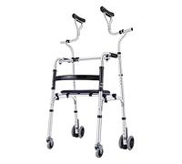 Andador con andador de pie Andador con andador plegable de pie para trabajo pesado Movilidad con ruedas ajustable en altura Ayuda para caminar para personas mayores y adultos Adecuado para personas c