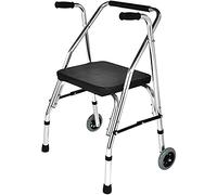 Andador con Andador, Marco para Caminar Plegable y liviano, Viaje de 2 Ruedas con Asiento y reposabrazos, Ayuda para Caminar con Muleta Vertical para Ancianos de Altura Ajustable para Seni Anhela