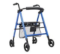 Andador con Andador para Caminar estándar con Asiento y Frenos y 4 Ruedas Ayuda de Movilidad Plegable y Liviana para Adultos, Personas Mayores, Ancianos y discapacitados,Blue Full of stars
