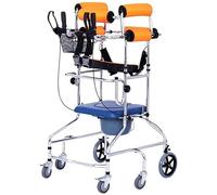 Andador con Andador para Personas Mayores Ayuda para Caminar de pie con Asiento de Inodoro Asistencia para Caminar de Altura Ajustable con Freno de Mano para Personas Mayores con parálisis Cerebral