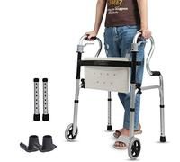 Andador con Andador Plegable, Ancianos, Asistente de Paso Plegable para Personas Mayores, Portátil, Resistente, para Casa Al Aire Libre Todo Terreno, con Asas Suaves, 180 Kg para Compartir