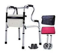 Andador con Andador Plegable Andador con Andador Andadores estándar para Personas Mayores, con Asiento Andador Plegable liviano Altura Ajustable de 8 Niveles (con Rueda)