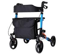 Andador con Andador Plegable Andador con Andador Ligero y Plegable, Andador con Ruedas con Frenos y Bolsa de Almacenamiento Carrito de Compras Ajustable en Altura del Asiento para Personas Mayores