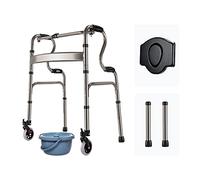 Andador con Andador Plegable Andador con Ruedas De Dos Botones con Ruedas Aluminio con Ruedas, Liberación Fácil con Dos Botones, No Requiere Ensamblaje Caminata Auxiliar De Rehabilitación