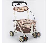 Andador con Andador Plegable, Carros de Compras Plegables portátiles para Ancianos Andadores de Ayuda para Caminar de Cuatro Ruedas de Aluminio con Asiento Acolchado