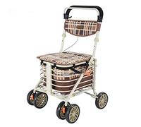 Andador Con Andador Plegable Ligero De 6 Ruedas Con Freno De Varilla/Carrito De Compras Carrito Plegable/Asiento Para Caminar Para Ancianos Carrito Pequeño-48X56X90Cm Práctico