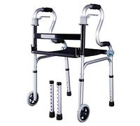 Andador con Andador Plegable para Personas Mayores con Ruedas, Andador Vertical portátil liviano, Asistente de Paso con Asiento y manija, Altura Ajustable, Carga 180 kg (Tamaño: 4 Ruedas) Hola