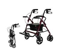 Andador con Andador Plegable Premium con Asiento Andador liviano, con Respaldo y reposapiés Desmontable, Carga de 100 kg, para Personas Mayores (Wine Red six wheels)
