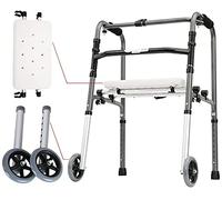 Andador Con Andador Silla De Ducha Plegable Andador Con 2 Ruedas, Servicio Pesado - Andador De Ayuda Para La Movilidad De Acero De Altura Ajustable Con Asiento Regalo Pequeño