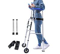 Andador con andador vertical ligero para personas mayores discapacitadas: soporte plateado plegable con reposabrazos, andador ajustable para adultos