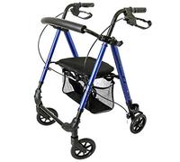 Andador con asa ajustable en altura con asiento y respaldo, bolsa de almacenamiento extraíble, andadores plegables livianos - Aleación de aluminio