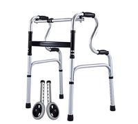 Andador con asiento - Ancianos/discapacitados Ayuda para caminar de doble propósito Rodillo de aluminio de altura ajustable plegable portátil/Bastón de cuatro patas El doble de comodidad