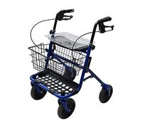 Andador con asiento, andador para discapacitados con cesta de almacenamiento y plataforma, ruedas