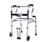Andador con asiento, multifunción, plegable, altura ajustable, silla de baño, bastón, herramienta de rehabilitación, entrenamiento para caminar, interesante