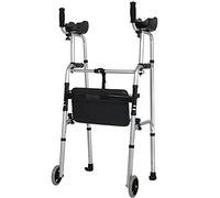 Andador con asiento, plegable, ligero, vertical, con almohadilla para reposabrazos, andadores portátiles con ruedas para personas mayores/discapacitadas, decoración de ayuda para caminar de aluminio