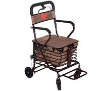Andador con asiento y cesta inferior - Plegable de cuatro ruedas, mango ajustable en altura y soporte de espalda para compras de ancianos - Andadores estándar