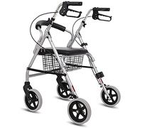 Andador con asiento y ruedas, Andador vertical plegable para hombre mayor, altura del reposabrazos ajustable liberada, soporte de 500 libras Anhelo