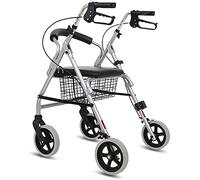 Andador con asiento y ruedas, Andador vertical plegable para hombre mayor, altura del reposabrazos ajustable liberada, soporte de 500 libras Anhelo