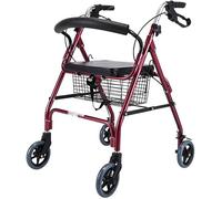 Andador con ayuda para caminar, ligero, plegable, con asiento y 4 ruedas, rodillo de transporte ajustable en altura para móviles mayores