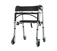 Andador con ayuda para caminar, rodillo plegable con asiento y freno de empuje hacia abajo, freno de rueda para adultos mayores ajustable en altura para uso en interiores y exteriores