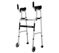 Andador con estructura para caminar, andador plegable de altura ajustable con almohadillas para reposabrazos y ruedas, suave y fácil de limpiar