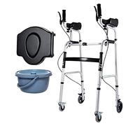 Andador con freno de mano, andador plegable con 4 ruedas para personas mayores, ayuda de movilidad para caminar asistido para discapacitados, equipo de entrenamiento bariátrico/rehabilitación para