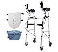 Andador con freno de mano, andador plegable con 4 ruedas para personas mayores, ayuda de movilidad para caminar asistido por discapacitados, equipo de entrenamiento bariátrico/rehabilitación con rued
