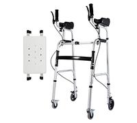 Andador con freno de mano, andador plegable con 4 ruedas para personas mayores, ayuda de movilidad para caminar asistido por discapacitados, equipo de entrenamiento bariátrico/rehabilitación con rued