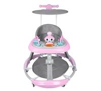 Andador con juego y alfombra de piso, resistente ayuda para caminar con 5 posiciones ajustables, ideal como ayuda para caminar para los primeros pasos de tu hijo, 70 x 70 x 91 cm, rosa
