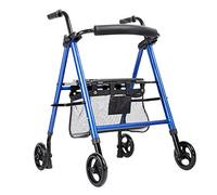 Andador con ruedas, 4 ruedas, plegable, compacto, ayuda a la movilidad con bolsa de asiento, andador de transporte, multiuso, bastón para ancianos y discapacitados, interesante