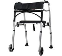 Andador con ruedas Andador, ayudas para la movilidad Andador con tracción ajustable en altura con asiento y respaldo de PU Andador plegable liviano Anhelo (sin rueda)