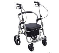 Andador con Ruedas, Andador, Carro portátil Plegable con Asiento Acolchado, Altura Ajustable de Aluminio, Scooter de Compras Antiguo Plegable