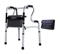 Andador con ruedas Andador compacto plegable de aluminio con asiento de PU, marco para caminar ligero y ajustable en altura, adecuado para personas mayores.