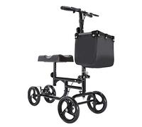 Andador con Ruedas Andador con Ruedas Andador con Ruedas Portátil Negro, Carro con Patinete para Rodillas Plegable De Altura Ajustable, para Lesiones De Tobillo Y Pie, Asistente De Paso Compacto,