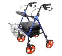 Andador con ruedas, andador con ruedas vertical, andador con ruedas de aluminio con respaldo acolchado, plegable para personas mayores
