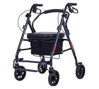 Andador con ruedas, andador con ruedas vertical, asiento acolchado plegable de aluminio, rodillo ultraligero con respaldo para personas mayores, adecuado para las necesidades de las personas mayores