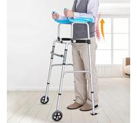 Andador con Ruedas, Andador De Movilidad con Reposabrazos, Andador Vertical Plegable, Frenos De Empuje con Bloqueo, 8 Ajustable En Altura, para Personas Mayores con Discapacidad, MAX 100kg