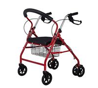 Andador con ruedas andador plegable rodante brazos ajustables para ancianos carros portátiles con cuatro ruedas se puede empujar y ayudar a la movilidad sentado rojo Andador rodante de acero