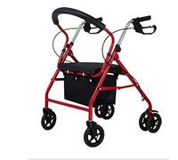 Andador con ruedas andador plegable rodante brazos ajustables para ancianos carros portátiles con cuatro ruedas se puede empujar y ayudar a la movilidad sentado rojo Andador rodante de acero
