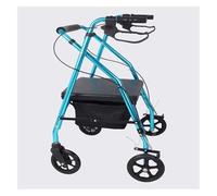 Andador con ruedas, andador vertical con asiento, altura ajustable, ruedas, freno y respaldo acolchados, ayudas de movilidad, plegable para personas mayores con discapacidad (azul)